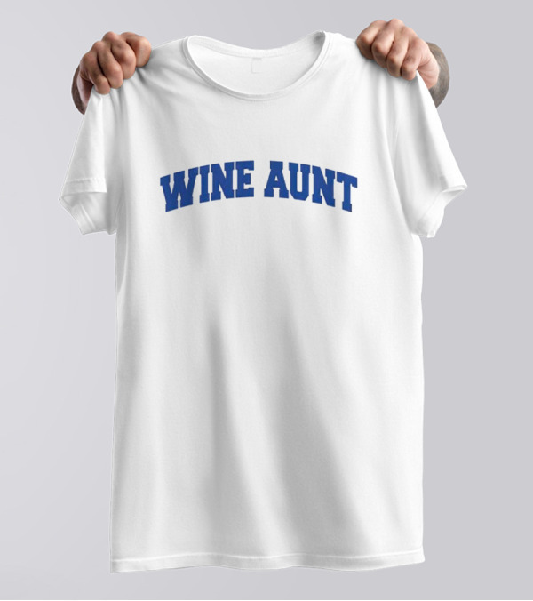Wine Aunt Blue Text T-Shirt