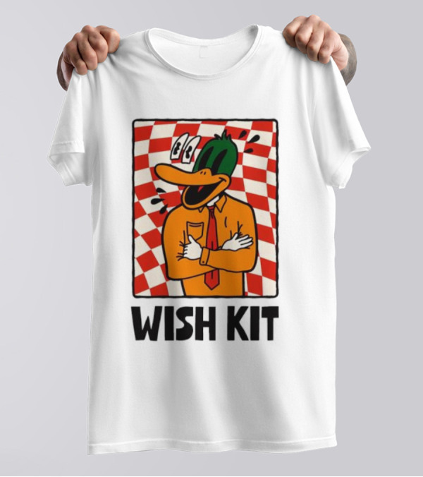 WISH KIT DUCK CHECKERED EYE POPPING CARTOON T-Shirt