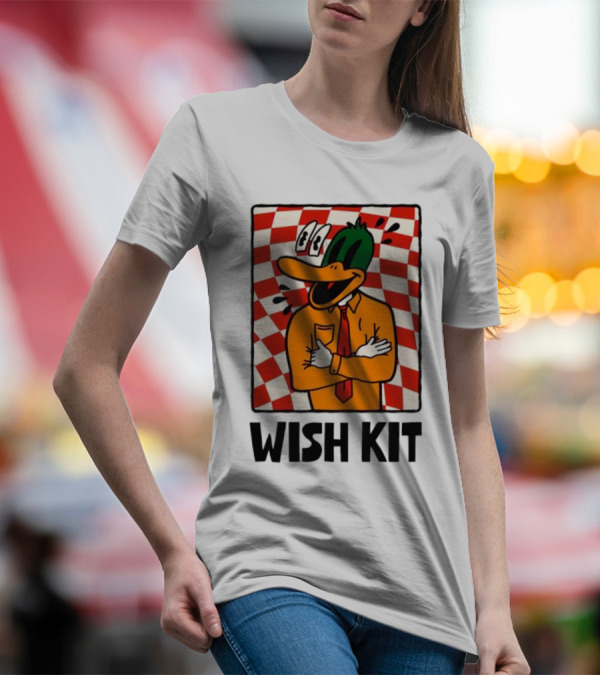 WISH KIT DUCK CHECKERED EYE POPPING CARTOON T-Shirt