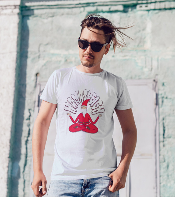 Santa Claus Namasleigh Christmas Santa Meditation Holiday T-Shirt