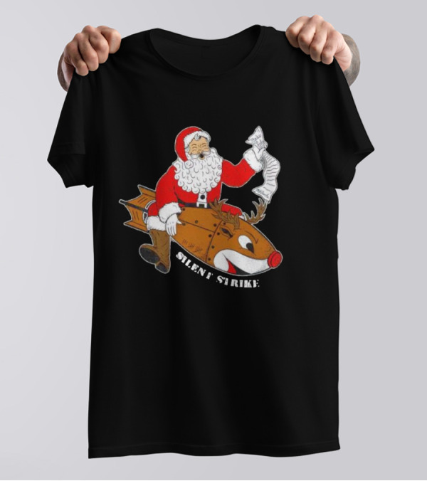 Silent Strike Santa Claus Riding Reindeer Rocket T-Shirt