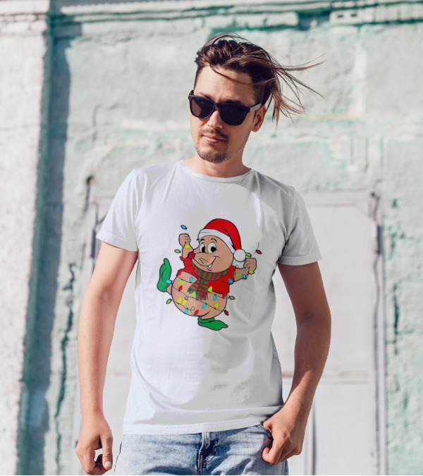 Santa Gus Wrapped In Christmas Lights T-Shirt