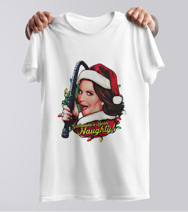 Santa Karen Walker Someone's Been Naughty Christmas Lights Whip T-Shirt