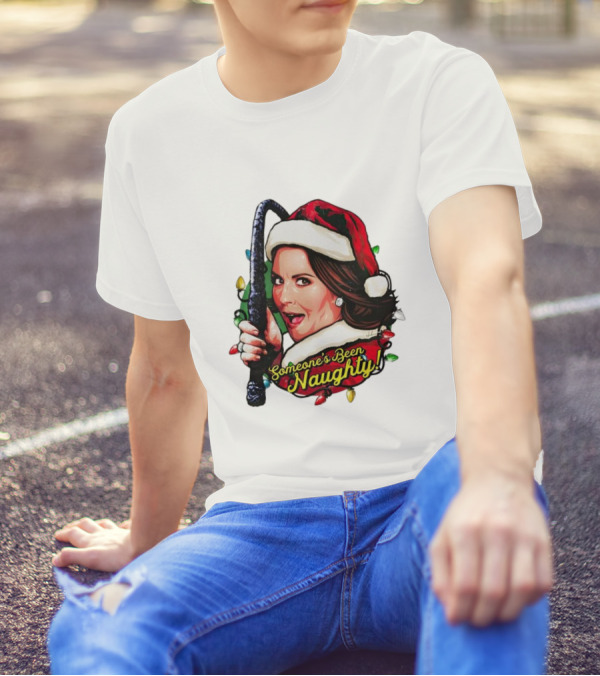 Santa Karen Walker Someone's Been Naughty Christmas Lights Whip T-Shirt