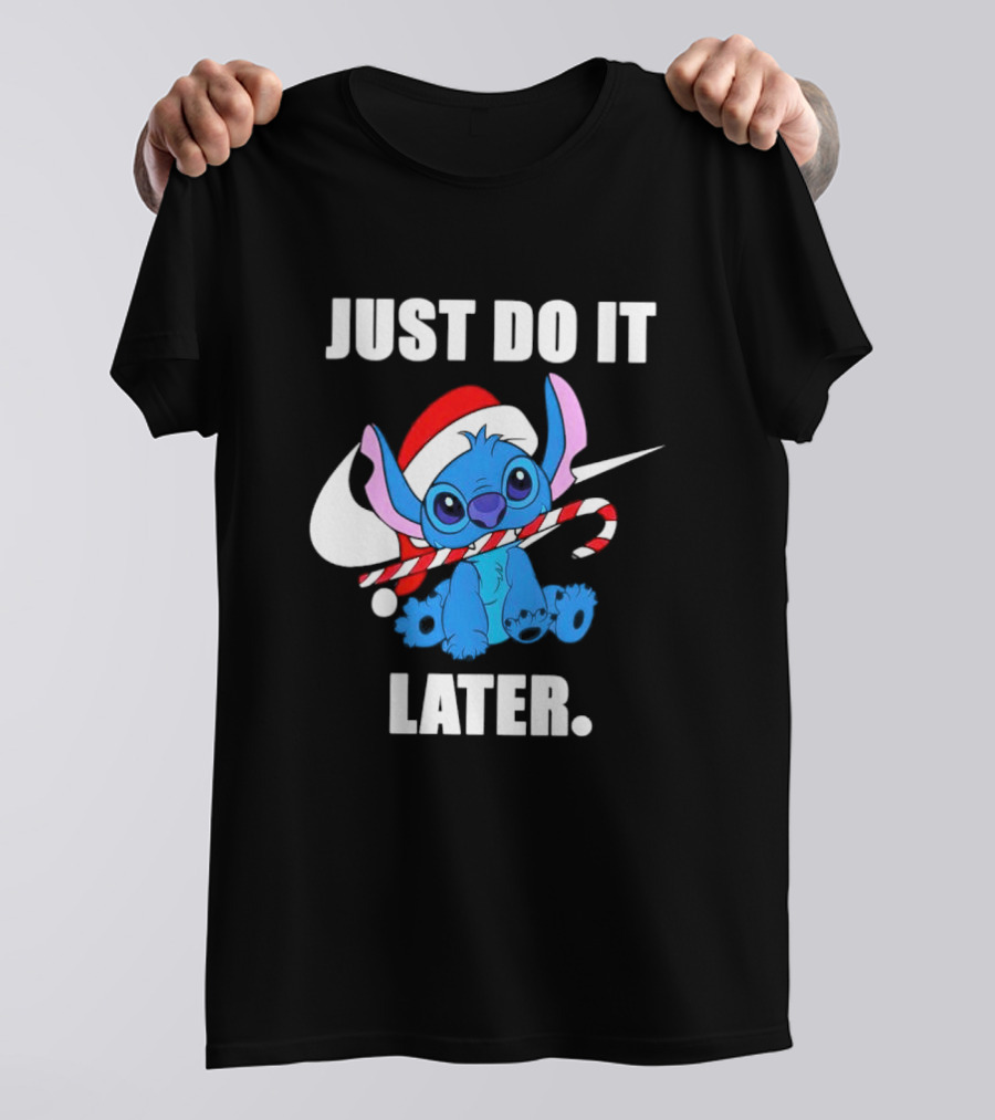 Santa Stitch Just Do It Later Christmas T-Shirt