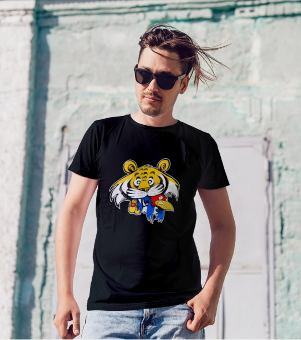 Scott Schmidt Tiger Snack Cartoon Tiger Eating Cereal Box T-Shirt