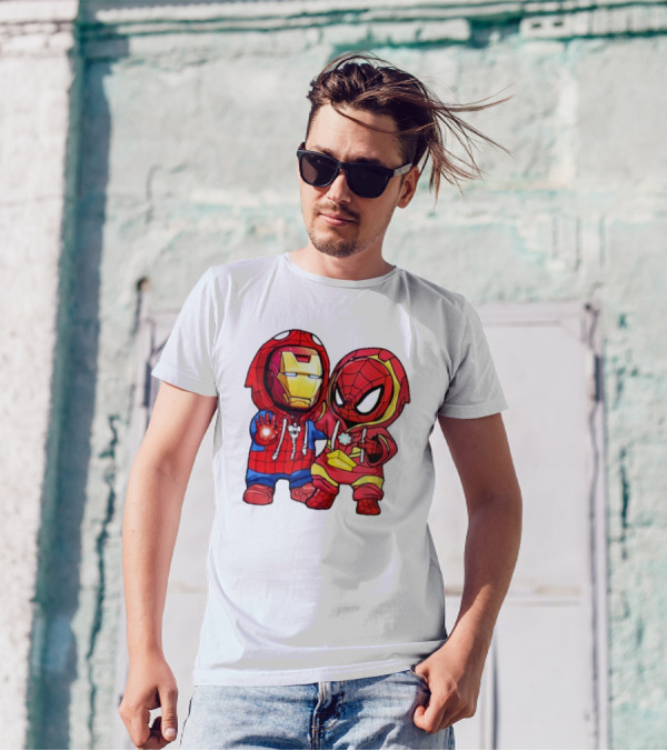 Spider-Man And Iron Man Cute Chibi Hoodie Heroes T-Shirt