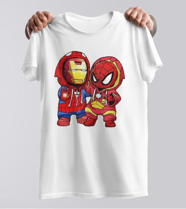 Spider-Man And Iron Man Cute Chibi Hoodie Heroes T-Shirt