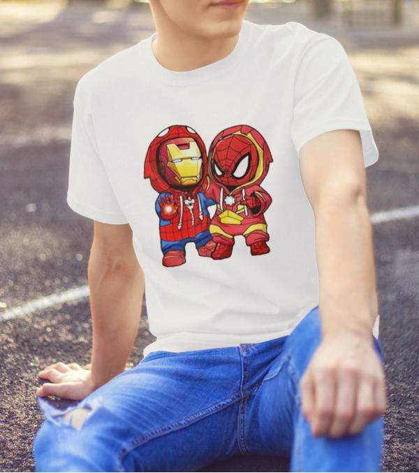 Spider-Man And Iron Man Cute Chibi Hoodie Heroes T-Shirt