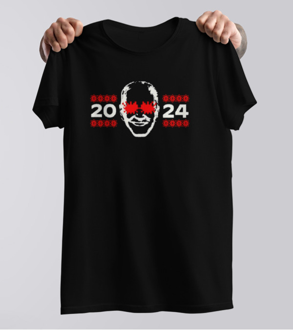 Biden 2024 Christmas Sweater Style With Red Glowing Eyes T-Shirt