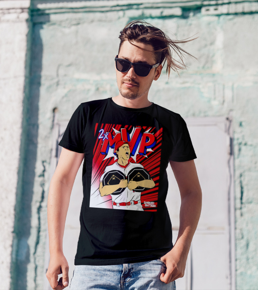 Los Angeles Angels Shohei Ohtani 2x MVP Comic T-Shirt