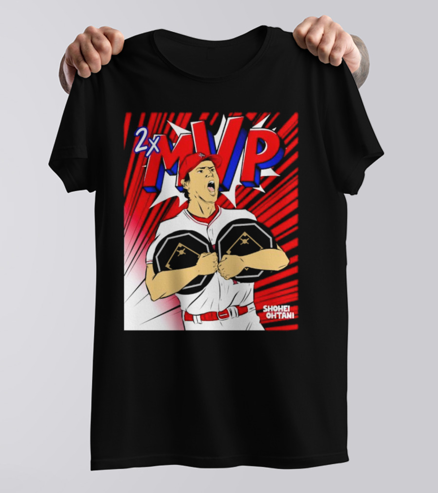 Los Angeles Angels Shohei Ohtani 2x MVP Comic T-Shirt