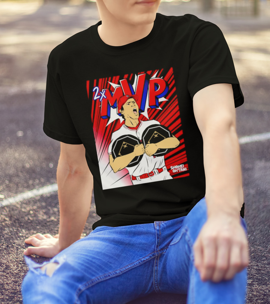 Los Angeles Angels Shohei Ohtani 2x MVP Comic T-Shirt