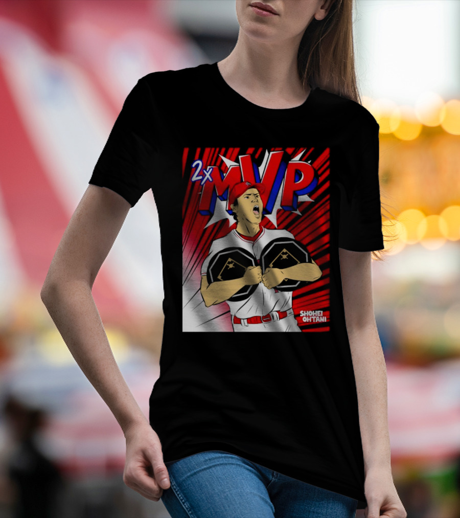 Los Angeles Angels Shohei Ohtani 2x MVP Comic T-Shirt