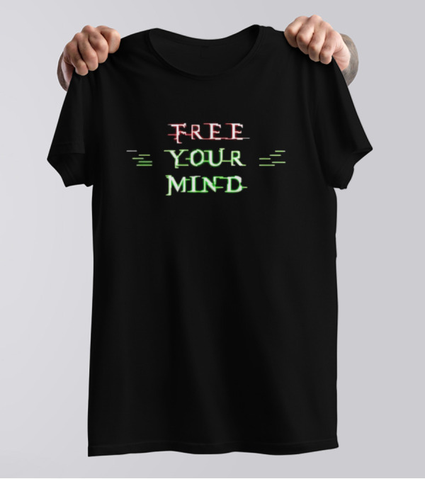 Matrix Free Your Mind Glitch Text Aesthetic T-Shirt