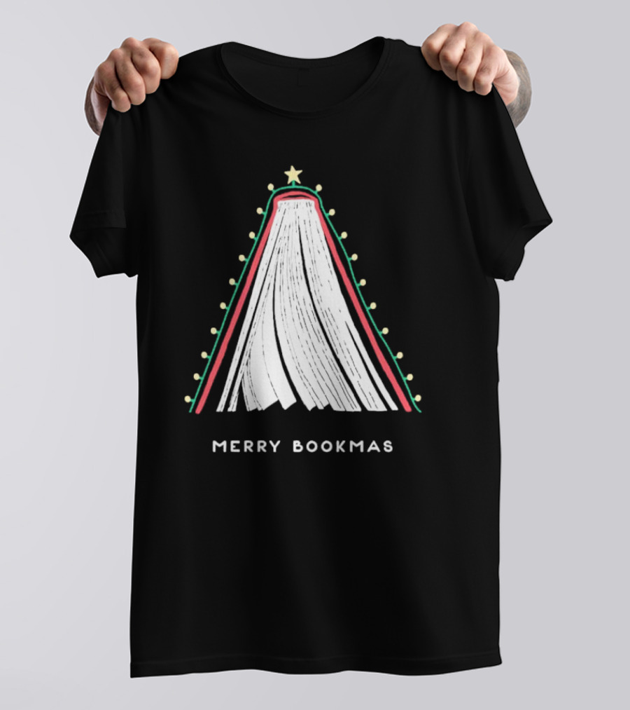 Merry Bookmas Christmas Tree Book Lights T-Shirt