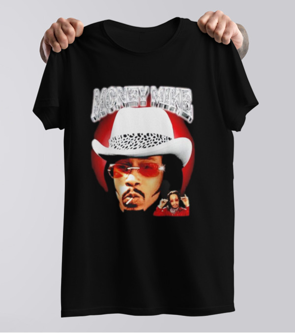 Money Mike Red Backdrop White Hat Sunglasses Iconic T-Shirt