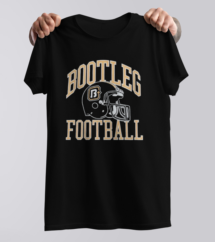 Bootleg Football Helmet Black And Gold Letters T-Shirt