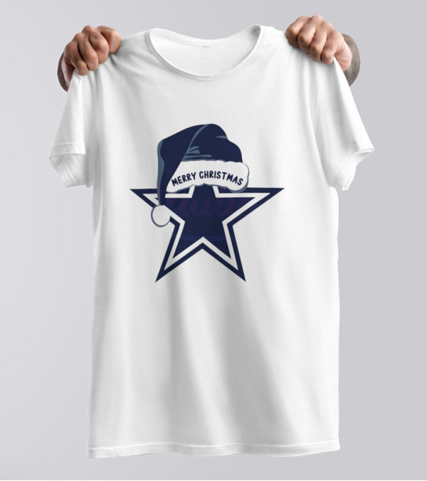 Dallas Cowboys Merry Christmas Santa Hat Star T-Shirt