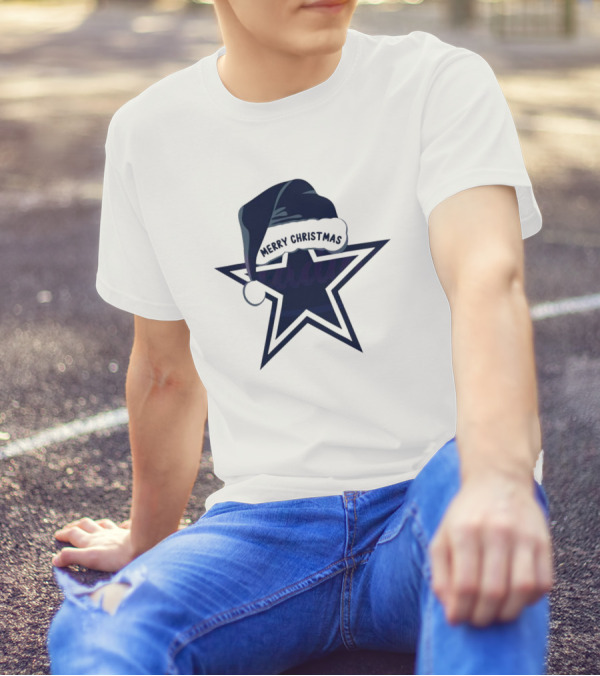 Dallas Cowboys Merry Christmas Santa Hat Star T-Shirt