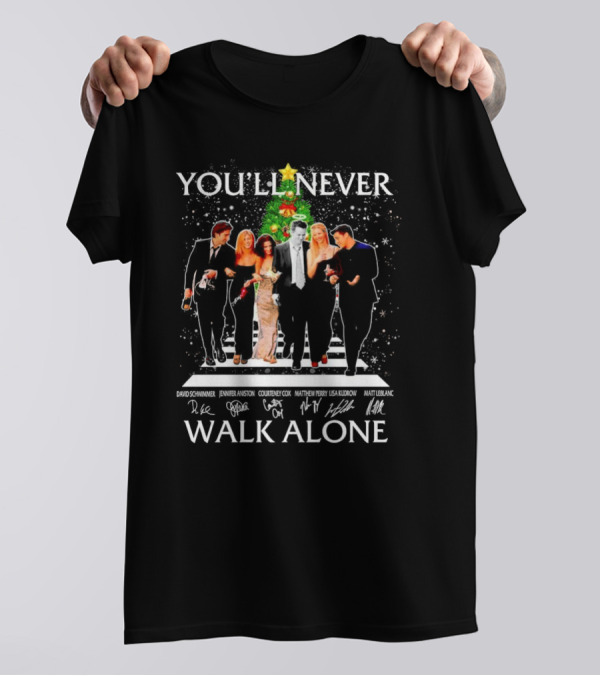 You'll Never Walk Alone Friends Characters Signatures Christmas Tree T-Shirt