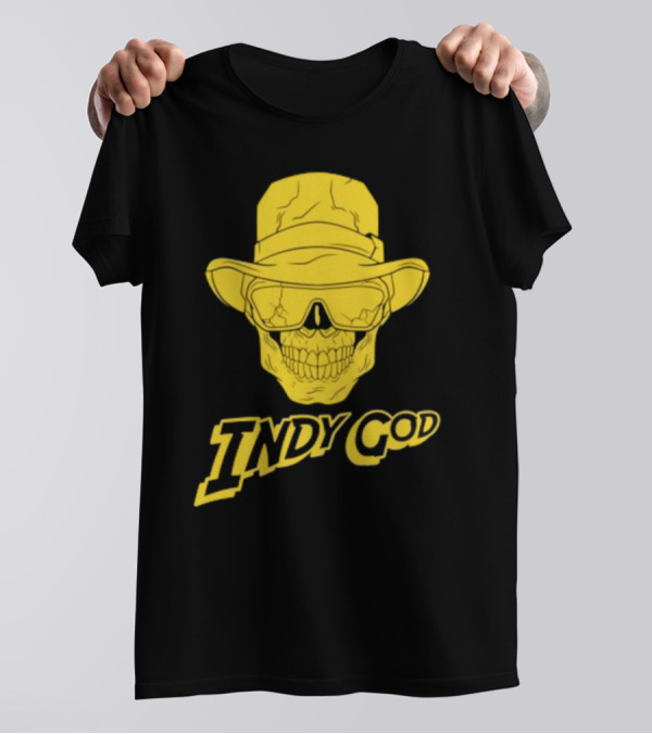 Matt Cardona Indy God Gold Skull With Hat And Sunglasses T-Shirt