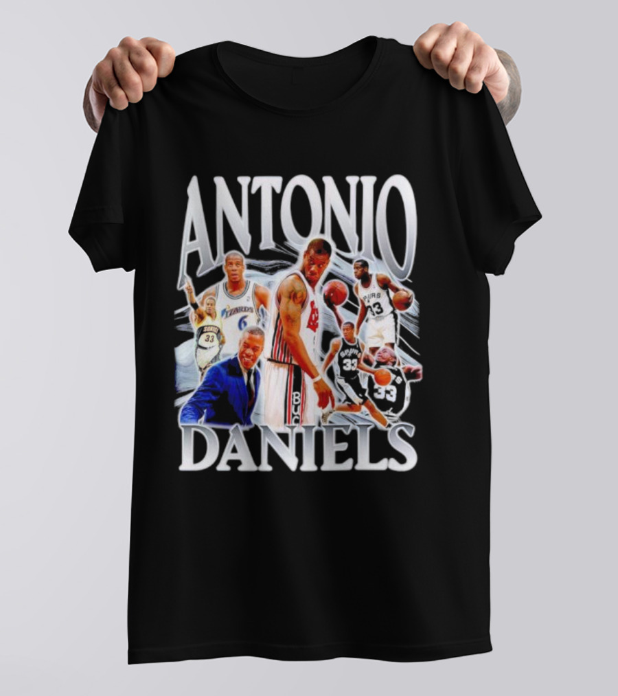 Antonio Daniels Retro NBA Basketball Collage Spurs Sonics Bucks Vintage T-Shirt