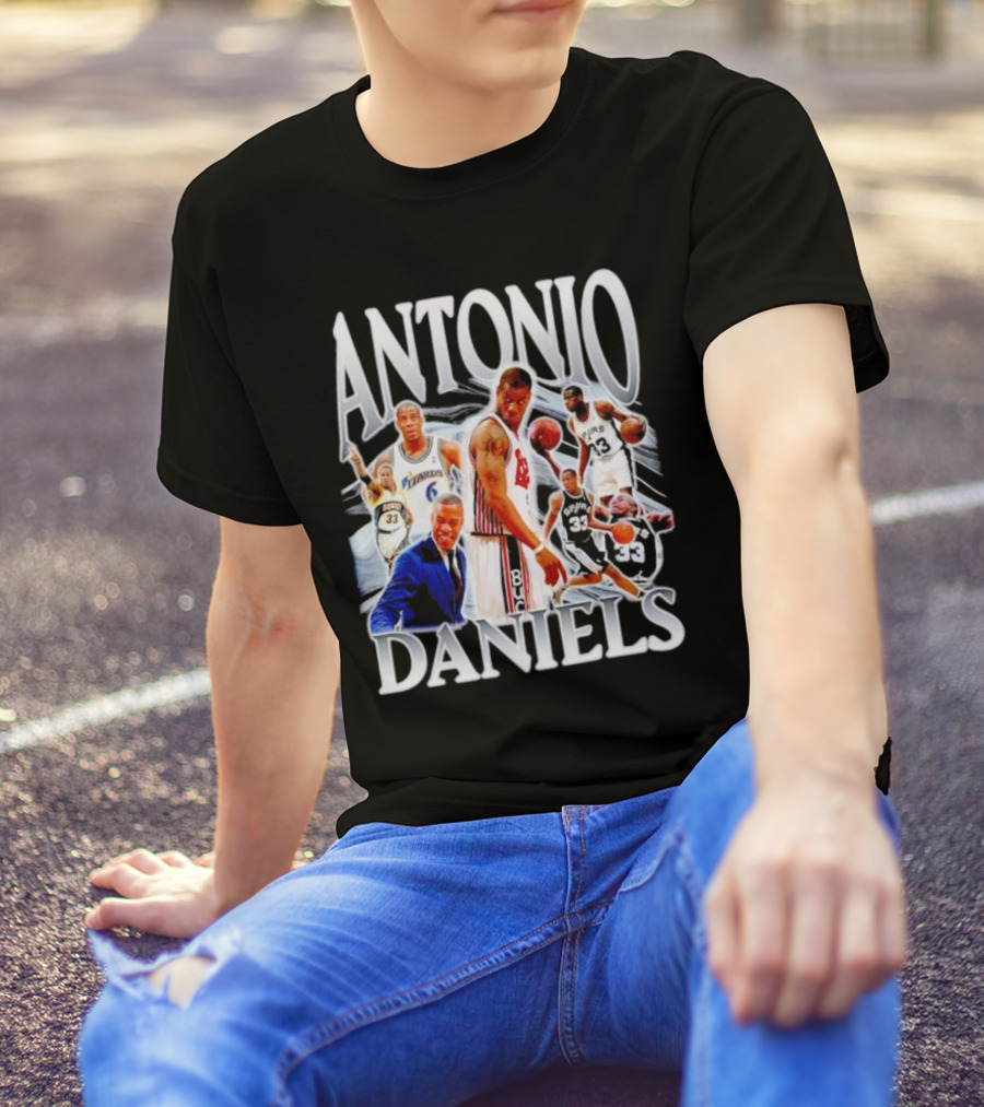 Antonio Daniels Retro NBA Basketball Collage Spurs Sonics Bucks Vintage T-Shirt