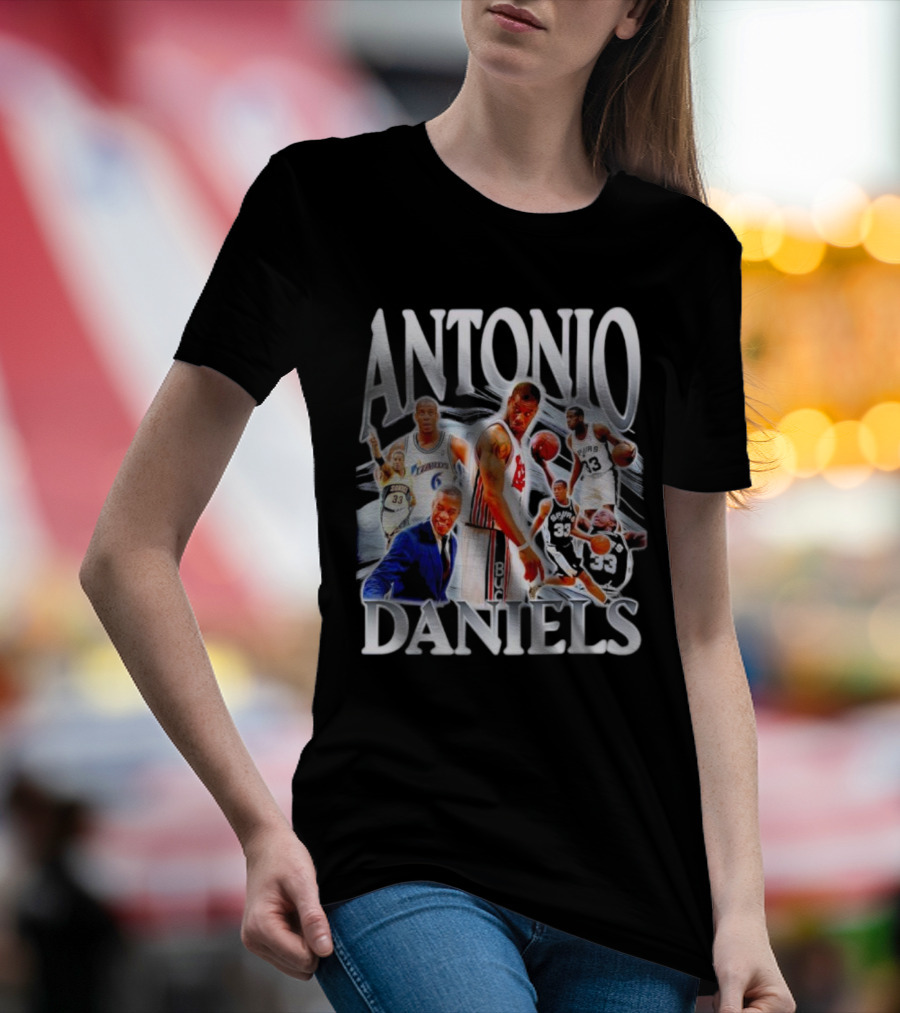 Antonio Daniels Retro NBA Basketball Collage Spurs Sonics Bucks Vintage T-Shirt