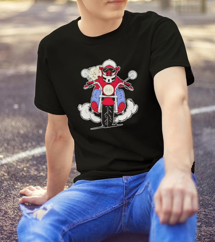 Arkansas Razorbacks Mascot Riding Motorcycle With Passenger T-Shirt