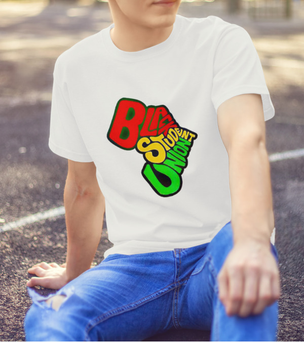Black Student Union Red Yellow Green Text T-Shirt