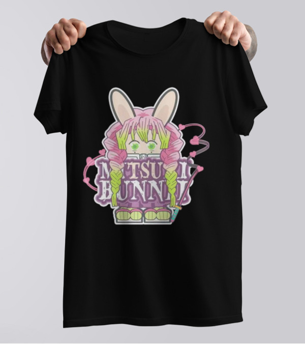 Bunnii Gang Mitsuri Bunnii Cute Pastel Character With Bunny Ears And Heart Details T-Shirt