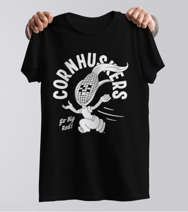 Cornhuskers Go Big Red Retro Mascot Character T-Shirt