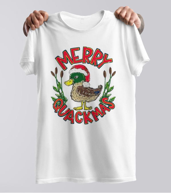Merry Quackmas Christmas Santa Hat Duck Festive Holiday T-Shirt