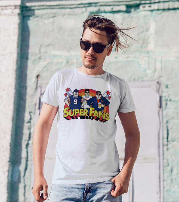 Chicago Bears Super Fans Three Illustrated Characters In Jerseys T-Shirt