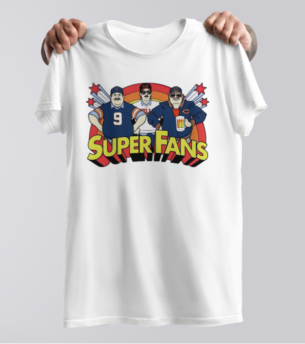 Chicago Bears Super Fans Three Illustrated Characters In Jerseys T-Shirt