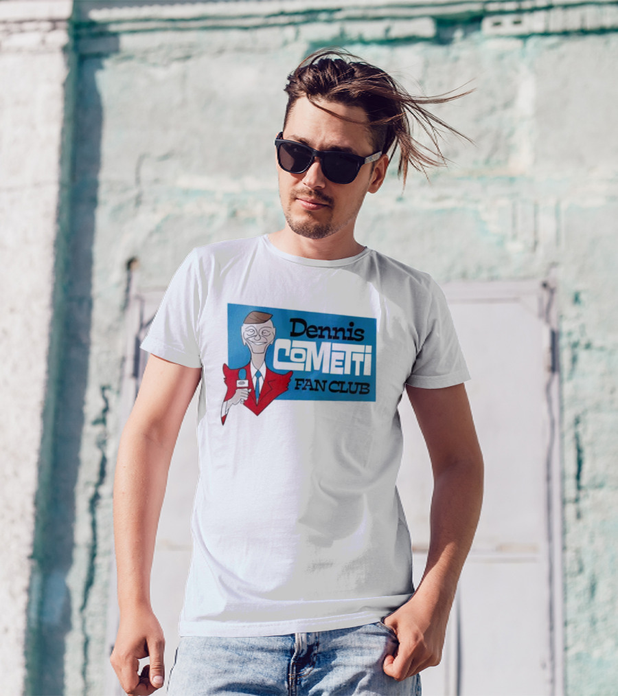 Dennis Cometti Fan Club Cartoon Broadcaster With Microphone T-Shirt