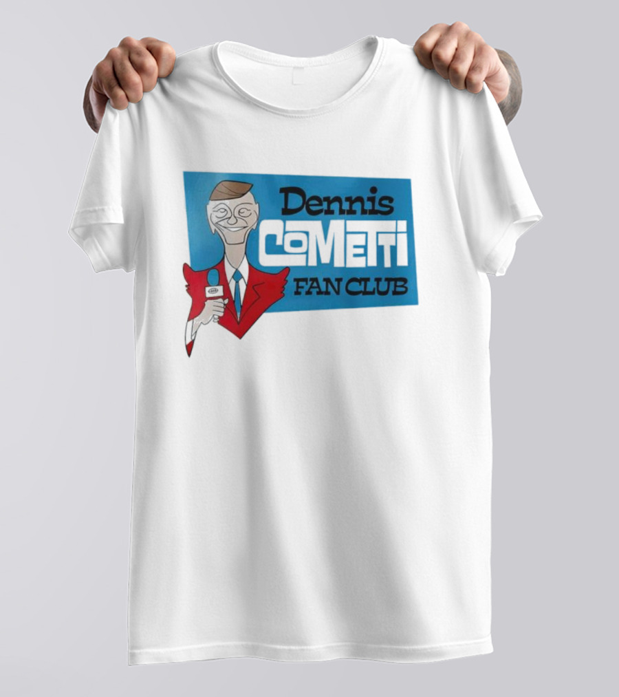 Dennis Cometti Fan Club Cartoon Broadcaster With Microphone T-Shirt
