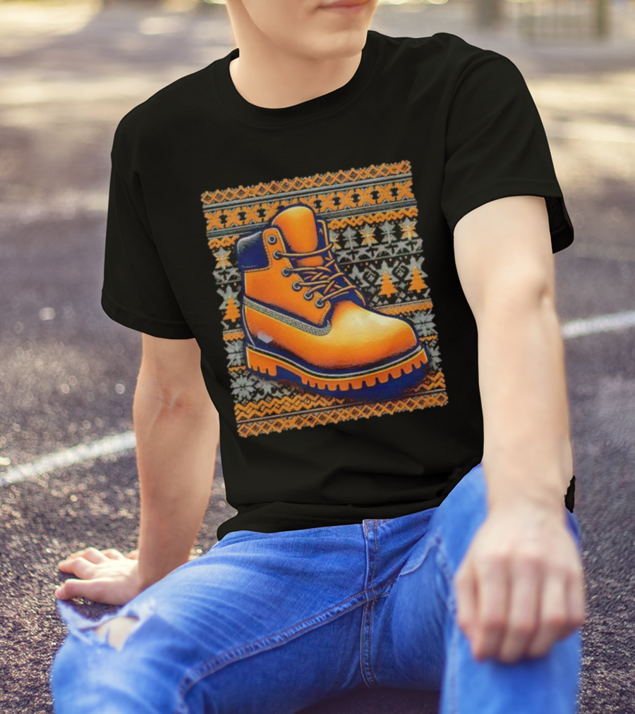 New York Knicks Timbmas Timberland Boot Ugly Christmas T-Shirt