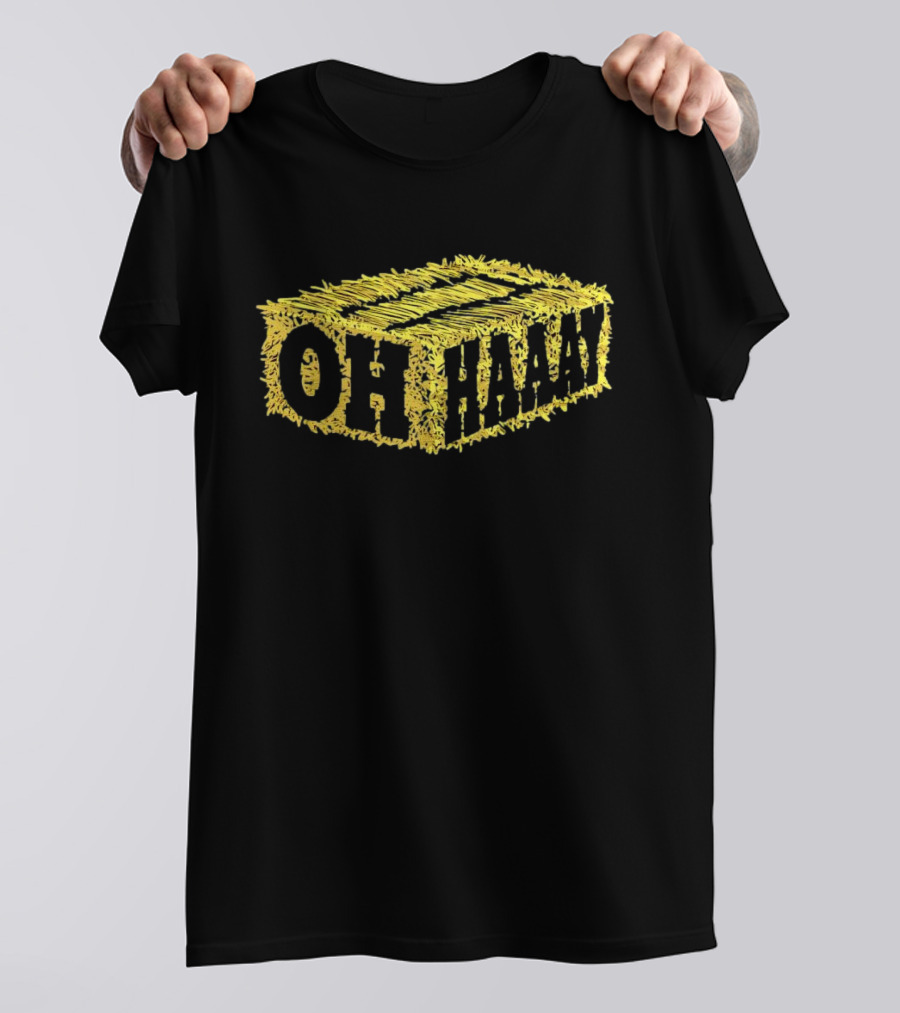 Oh Haaay Straw Iconic Yellow Hay Block Humor T-Shirt