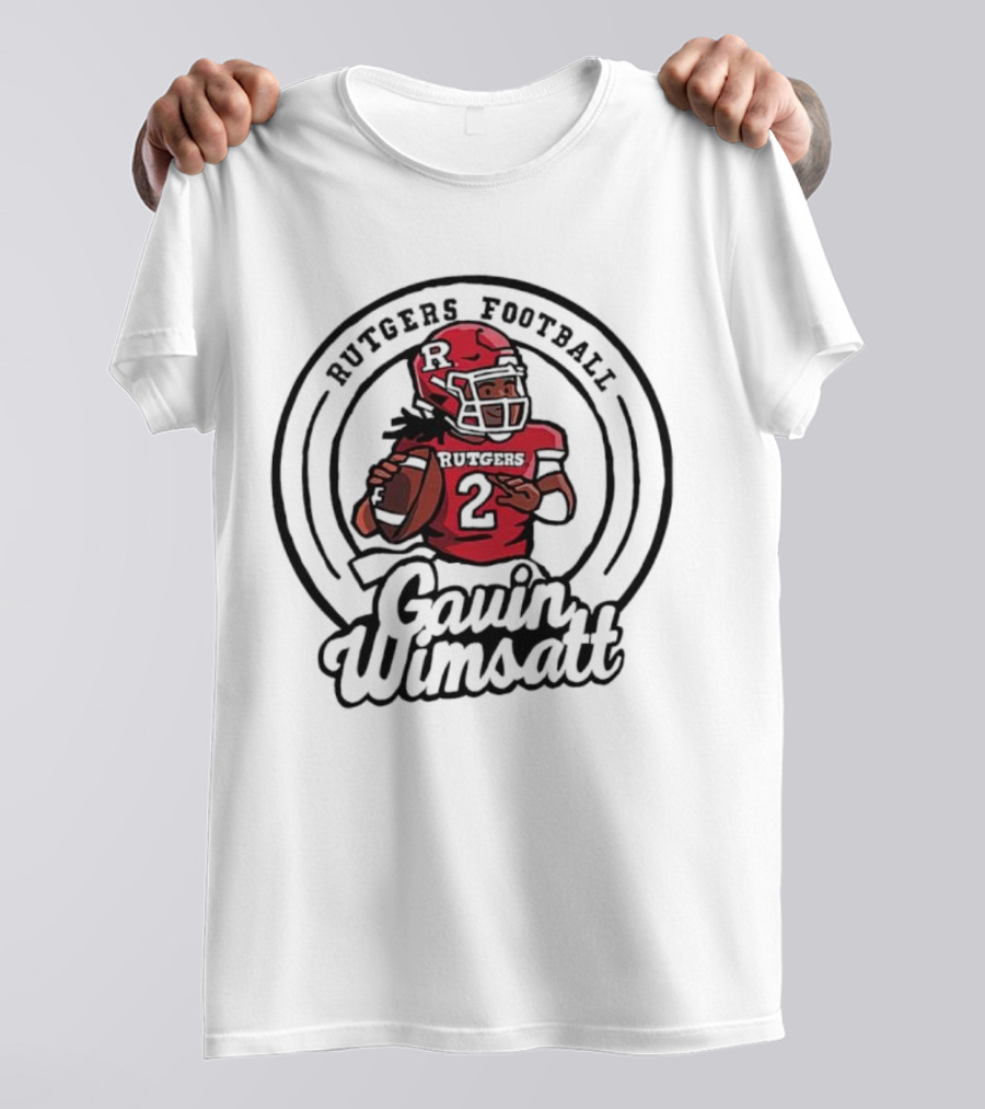 Rutgers Football Gavin Wimsatt Number 2 Player Cartoon T-Shirt