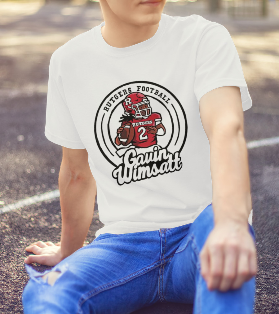 Rutgers Football Gavin Wimsatt Number 2 Player Cartoon T-Shirt