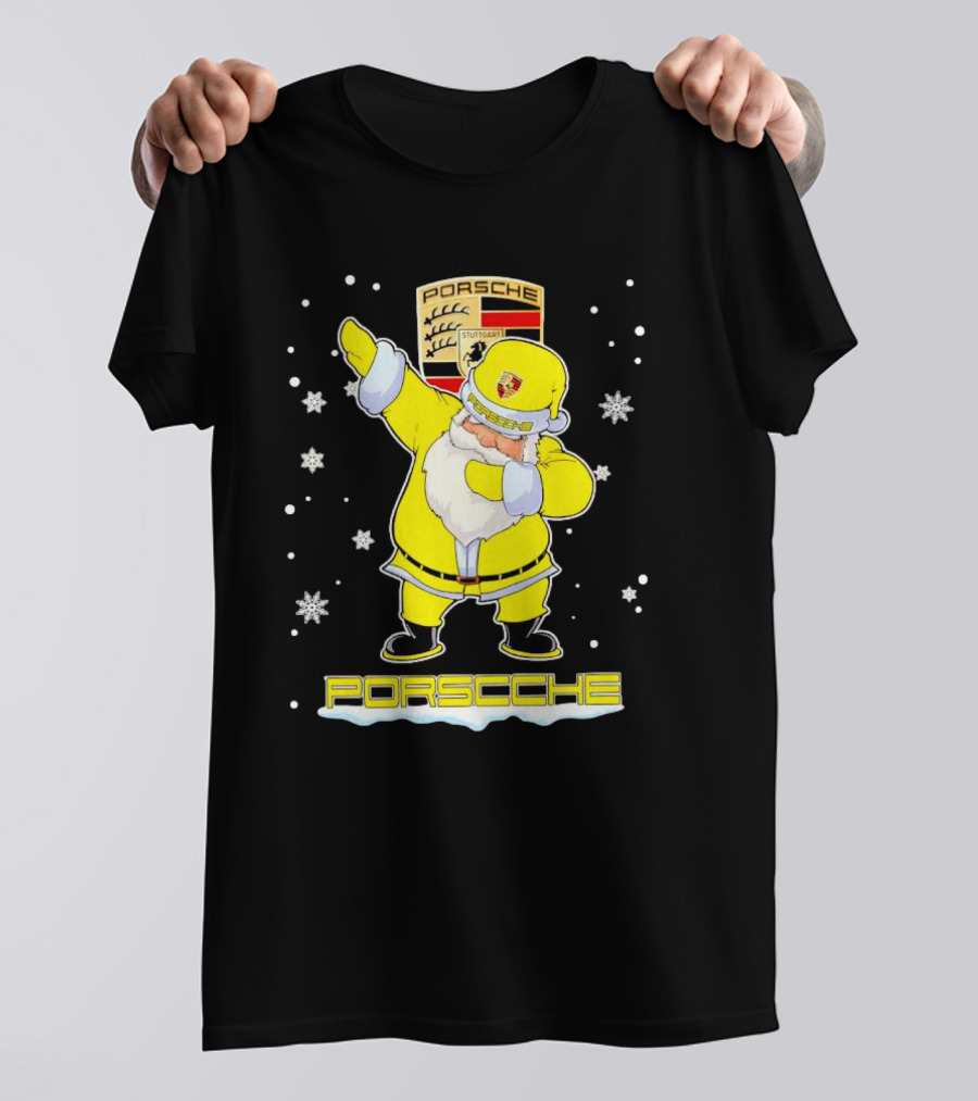 Porsche Santa Claus Dabbing Christmas Snowflakes T-Shirt