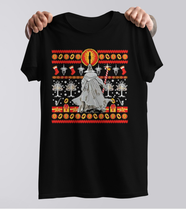 The Lord Of The Rings Eye Sauron Gandalf Christmas Tree Gifts Ugly T-Shirt