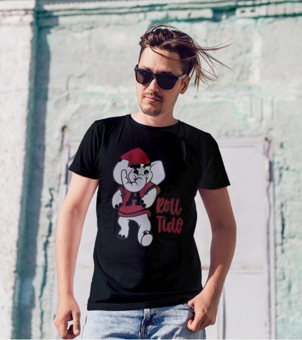 Alabama Crimson Tide Roll Tide Christmas Elephant Santa Hat T-Shirt