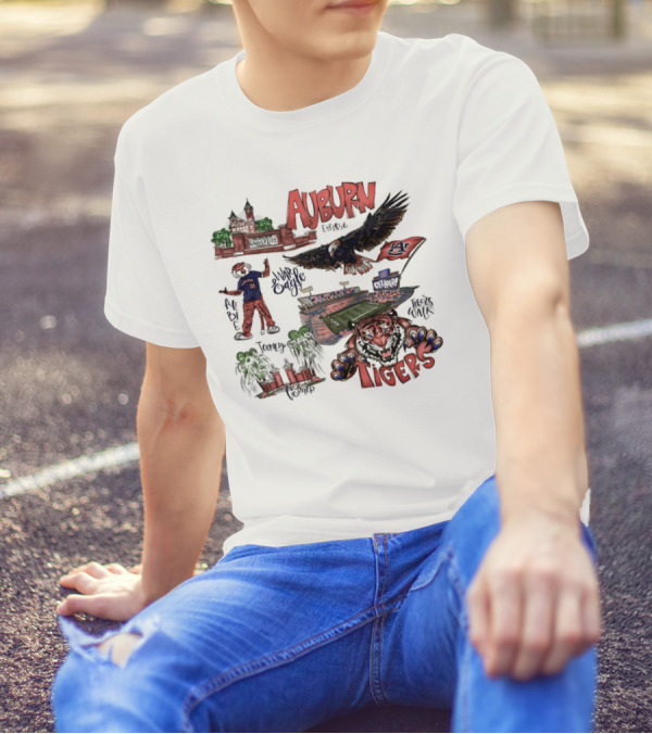Auburn Tigers Toomer's Corner War Eagle Aubie Mascot Est 1856 Football Stadium T-Shirt
