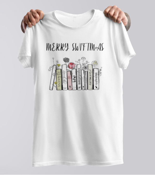 Merry Swiftmas Fearless Red Reputation Evermore Midnights Books Christmas T-Shirt