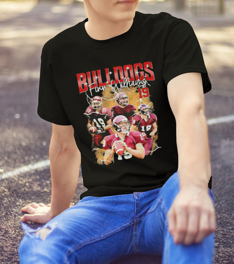 BULLDOGS Finn Williams 19 Football Quarterback Action T-Shirt