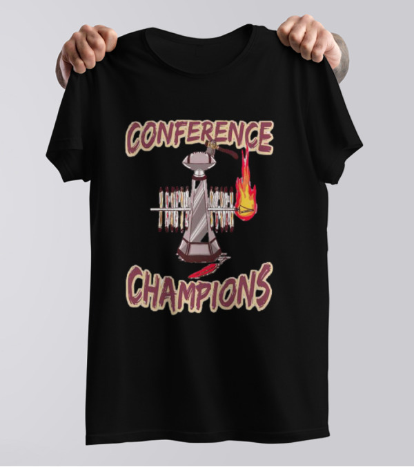Florida State Seminoles Conference Champions Trophy Flaming Spear T-Shirt