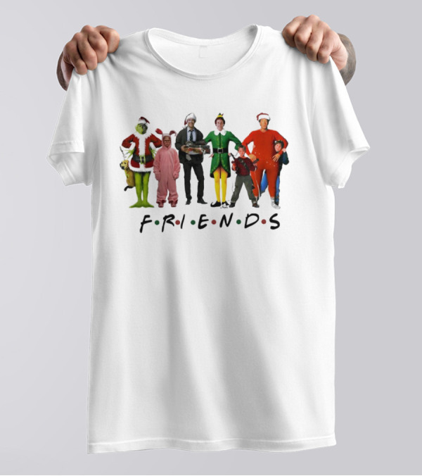 Friends Christmas Movie Character Costumes Grinch Elf Pink Bunny T-Shirt